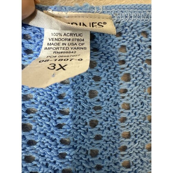 Women’s Catherines Knitted Open Cardigan Imported Yarns Blue Plus 3X - Picture 2 of 11
